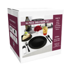 DELUXE TABLEWARE SET (24 PLACE SETTINGS) - BLACK 96 PC
