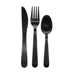 HEAVY WEIGHT PP CUTLERY 3PCS SET - BLACK 250 SETS