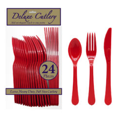 COMBO CUTLERY EXTRA HEAVY DUTY - RED 24 CT.