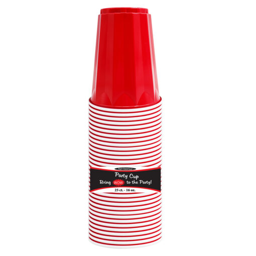 16 OZ. DIAMOND PARTY CUPS - RED 25 CT.