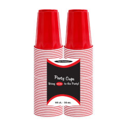 16 OZ. DIAMOND PARTY CUPS - RED 64 CT.