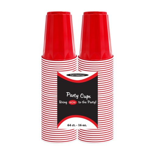 16 OZ. DIAMOND PARTY CUPS - RED 64 CT.