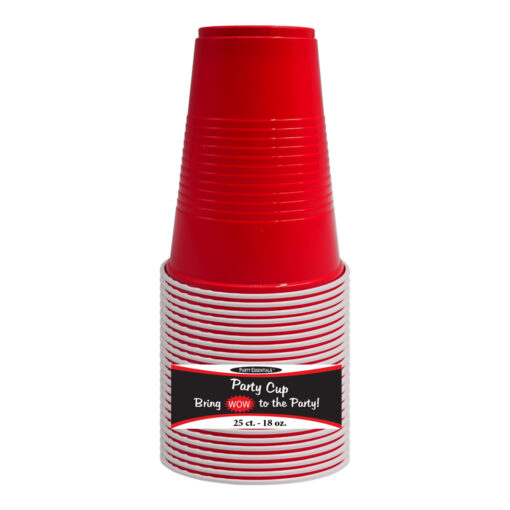 18 OZ. PARTY CUPS - RED 25 CT.