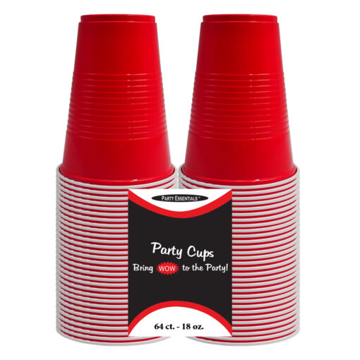 18 OZ. PARTY CUPS - RED 64 CT.