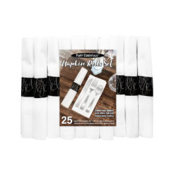 NAPKIN ROLLS WITH SILVER CUTLERY LINEN-FEEL BAGGED 6/25