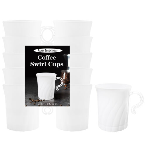 WHITE SWIRL COFFEE CUP 8 OZ – 10 COUNT