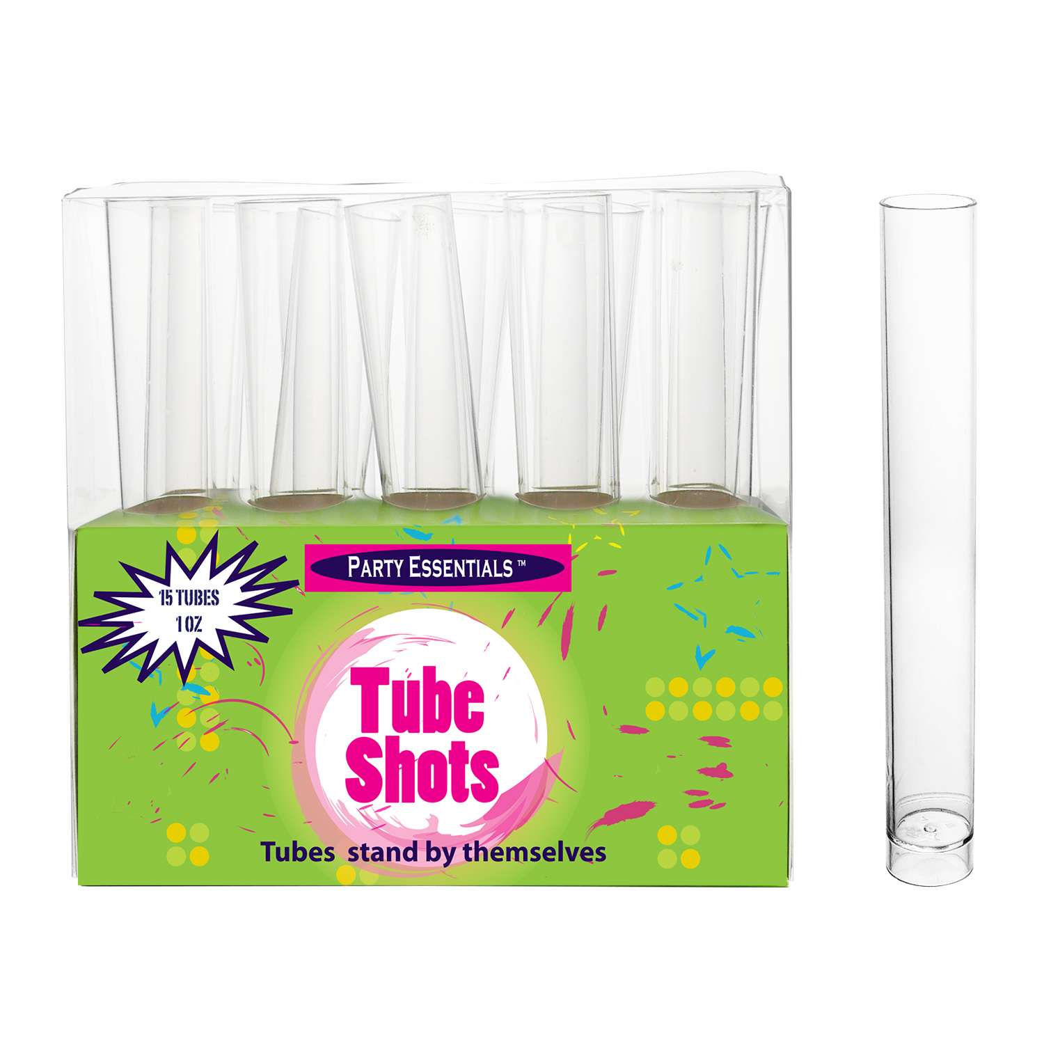 1 OZ. TUBE SHOTS BOX SET - CLEAR 15 CT
