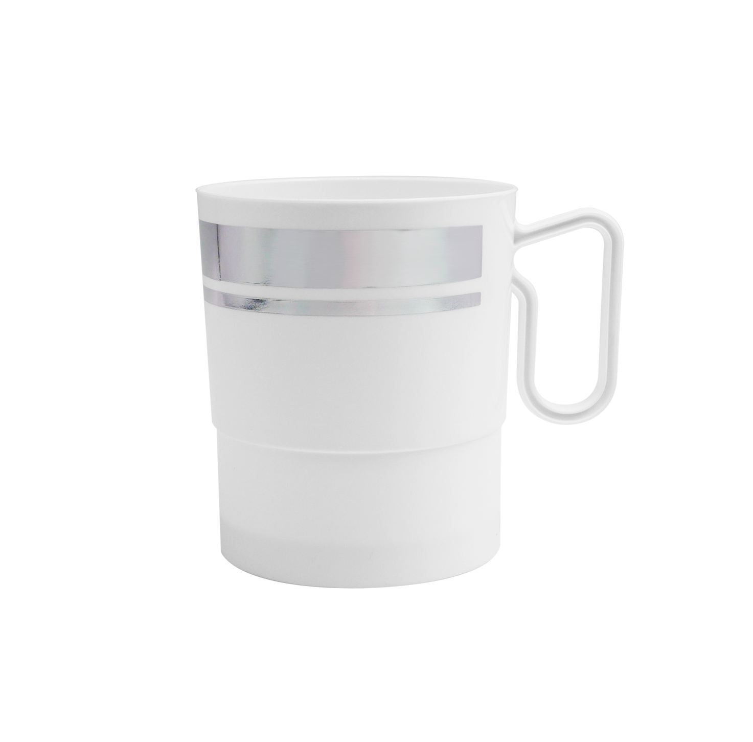 Alternative view of WHITE & SILVER BISTRO COFFEE CUP<BR>8 OZ - 10 COUNT